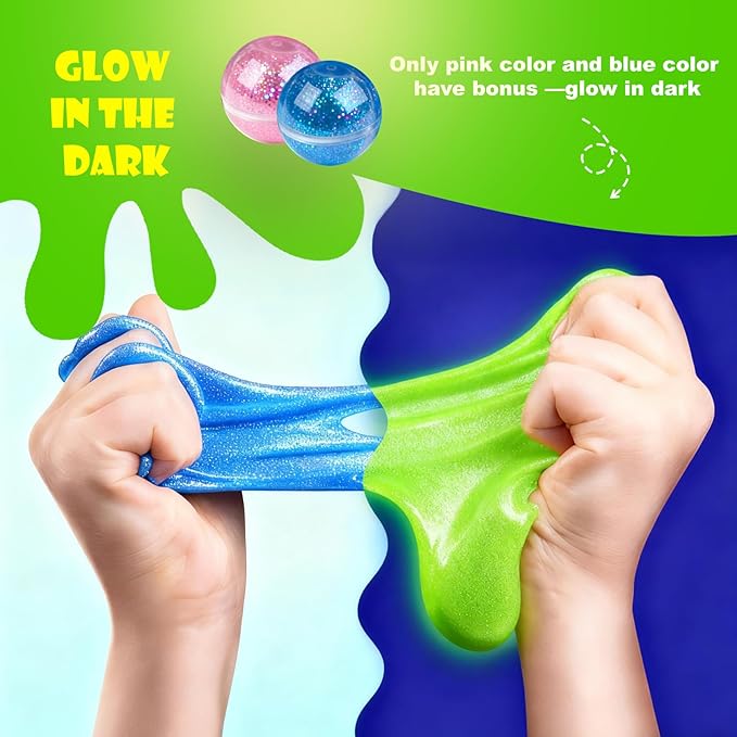 24 Pack Slime Kit for Kids -No Messy Glitter Clear Slime Kit for Girls 8-12 with Sequins, Non Sticky Stress Relief Toy for Kid & Adult, Princess Toys, Party Favors, Classroom Prizes