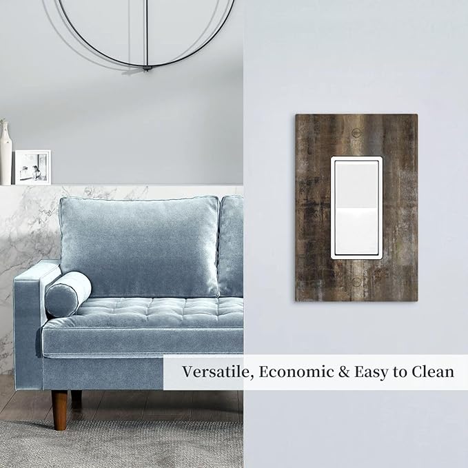 Light Switch Cover Plate Tan Brown Rustic Abstract Wood Vintage Wooden 1 Gang Outlet Covers Single Rocker Decorative Switch plates Electrical Wall Plates GFCI Receptacle for Farmhouse Home