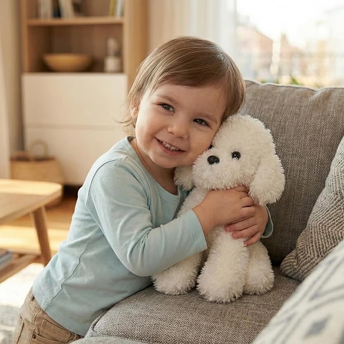 WEIGEDU White Toy Poodle Stuffed Animal Dog Puppy - Bichon Frise Maltese Maltipoo White Labradoodle Plush Toy for Kids and Babies 12.6"