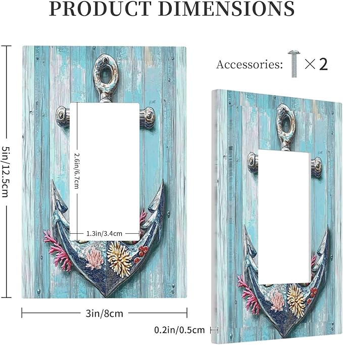 Decorative Outlet Covers Anchor Coastal Beach Nautical Coral 1 Gang Single Rocker Light Switch Cover Plate Wall Plates Gfci Faceplate For Farmhouse Cabin Decor