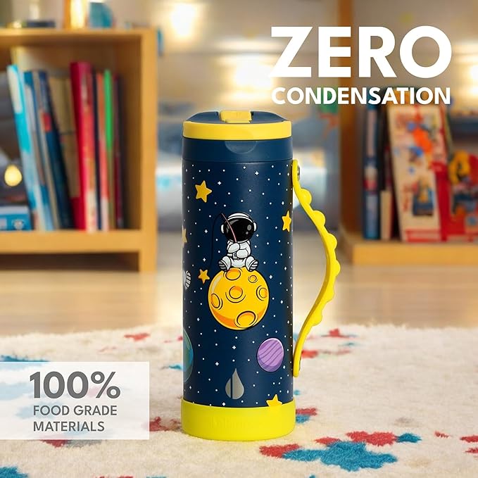 Elemental Iconic Kids Water Bottle for School - 100% Leak-Proof Insulated Water Bottles with Straw Lid & Pop-It Handle for Boys & Girls - Triple-Wall Insulated & BPA-Free, 14oz – Little Astronaut
