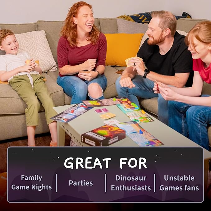 Unstable Games Happy Little Dinosaurs Board Game - Funny Card Game for Adults and Kids - Family Board Games for 2-4 Players, Ages 8 and Up, From the Creators of Unstable Unicorns and Here to Slay