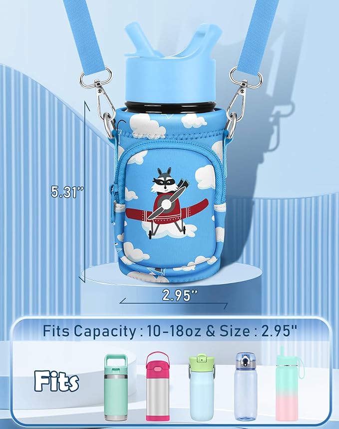 Miss Adola Water Bottle Carrier with Strap - Insulated Kids Water Bottle Holder for Boys Girls Bottle Bag for 10-18Oz