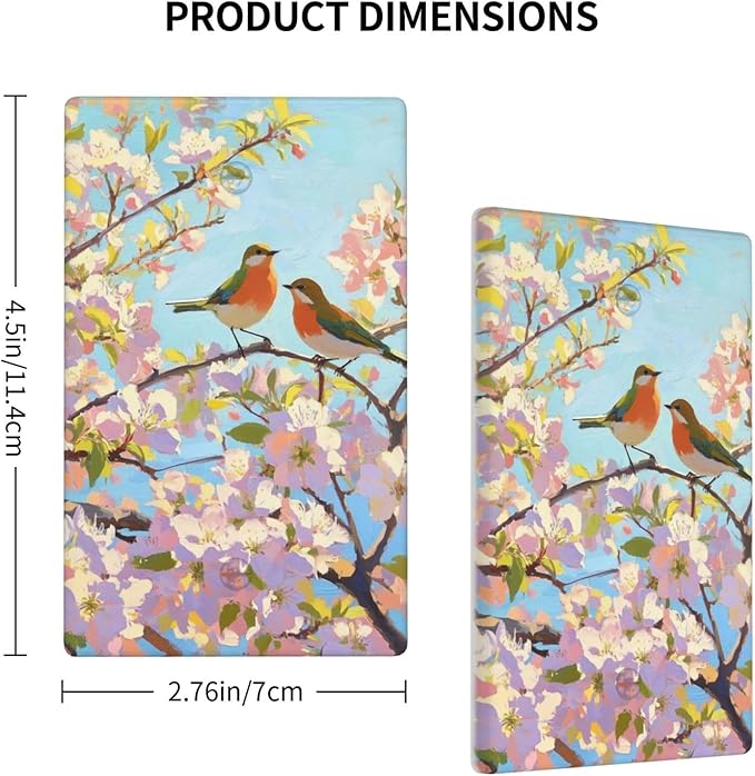 Bird Flower No Device Blank Wall Plate Decorative 1 Gang Light Switch Covers Electrical Switchplate Home Decorate Faceplat for Bathroom Bedroom Kitchen Room 4.5 x 2.76 Inch
