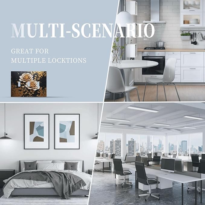 Decorative Light Switch Plate Covers Big Golden White Roses Glod Leaves Black Background 3 Gang Wall Plate Switch Cover Plate Triple Toggle Jumbo Electrical Faceplate for Home Decor
