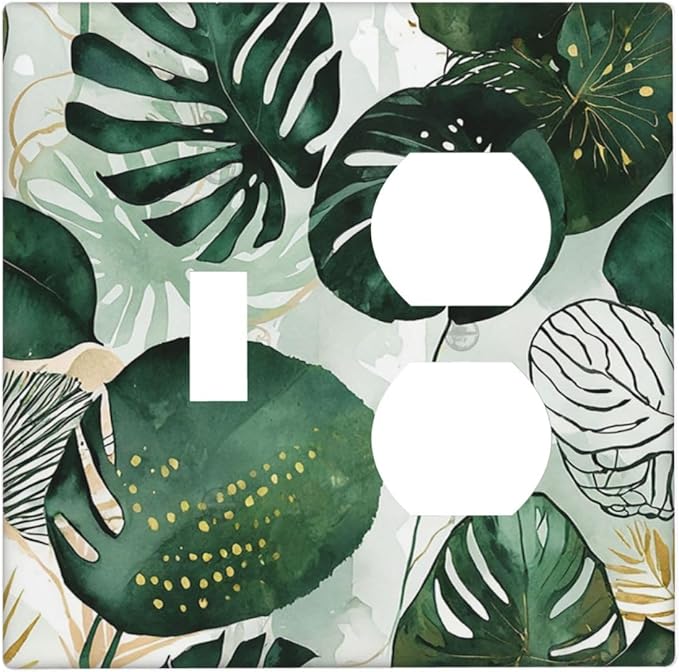 Wallplates Boho Tropical Leaves 1 Toggle 1 Duplex Switch Plate Electrical GFCI Faceplate Decorative Light Switch Covers for Bedroom Bathroom Decor