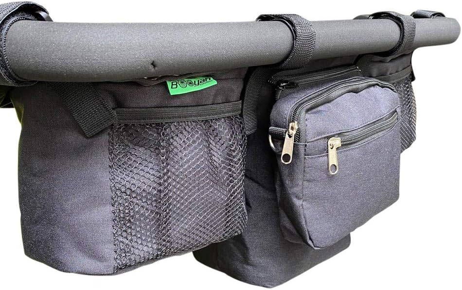 Double Stroller Organizer for Bob Duallie and Baby Jogger City Mini GT With Purse and Insulated Pocket.