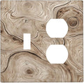 Tree Annual Rings Burl Texture Brown Wood Grain Print Wallplates 1 Toggle 1 Duplex Switch Plate Electrical GFCI Faceplate Decorative Light Switch Covers for Farmhouse Bedroom Decor