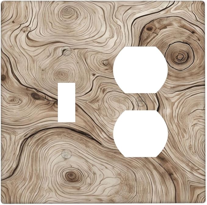Tree Annual Rings Burl Texture Brown Wood Grain Print Wallplates 1 Toggle 1 Duplex Switch Plate Electrical GFCI Faceplate Decorative Light Switch Covers for Farmhouse Bedroom Decor