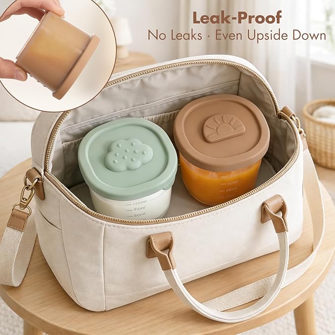 Baby Food Containers with Lids Silicone Baby Food Storage Containers for Infants & Toddlers, Leakproof Freezer-Safe Reusable Baby Food Jars for Breastmilk & Solid Foods, 4oz Silicone Containers, 4PK
