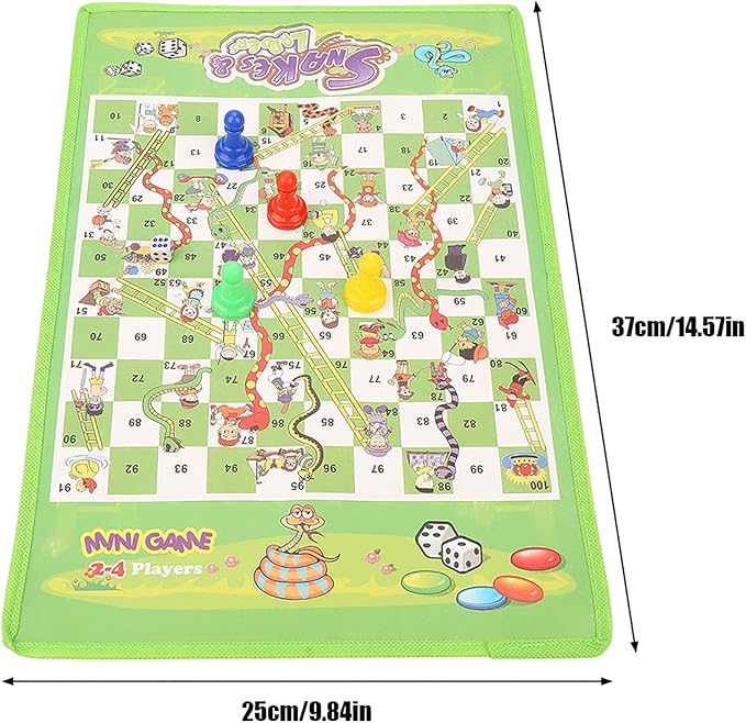 Snakes and Ladders Board Game, Portable Flying Chess Toy Set Educational Board Game for Kids and Adults