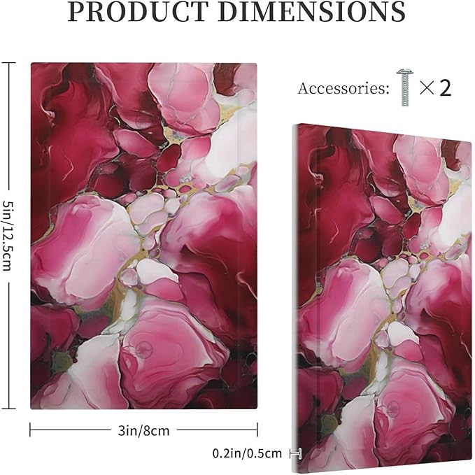 Decorative Light Switch Cover Plate Abstract Luxury Red Gold Marble Textures 1 Gang No Device Single Blank Outlet Covers Wall Plate Cover Switchplate Electrical Face Plate for Home Decor