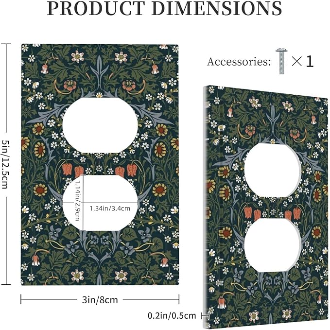 Outlet Covers Colorful Floral Boho Flower Plant Leaf 1 Gang Duplex Light Switch Cover Decorative Switch Plates Electrical Receptacle Faceplate Wall Plate For Bed Room Living Room Decor