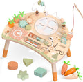 Wooden Activity Table for Toddlers 1-3, 9 in 1 Montessori Sensory Table with Bead Maze Shape Sorter Fishing Game, Baby Activity Center Learning Toys for 1 2 3 Year Old Boys Girls