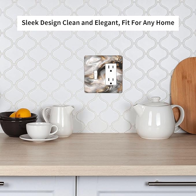 Outlet Covers Grey Brown Swirl Marble Texture 1 Toggle 1 Rocker Combination Decorative Wall Plate Electrical Switch Plates Light Switch Cover Plate For Bathroom Kitchen Decor