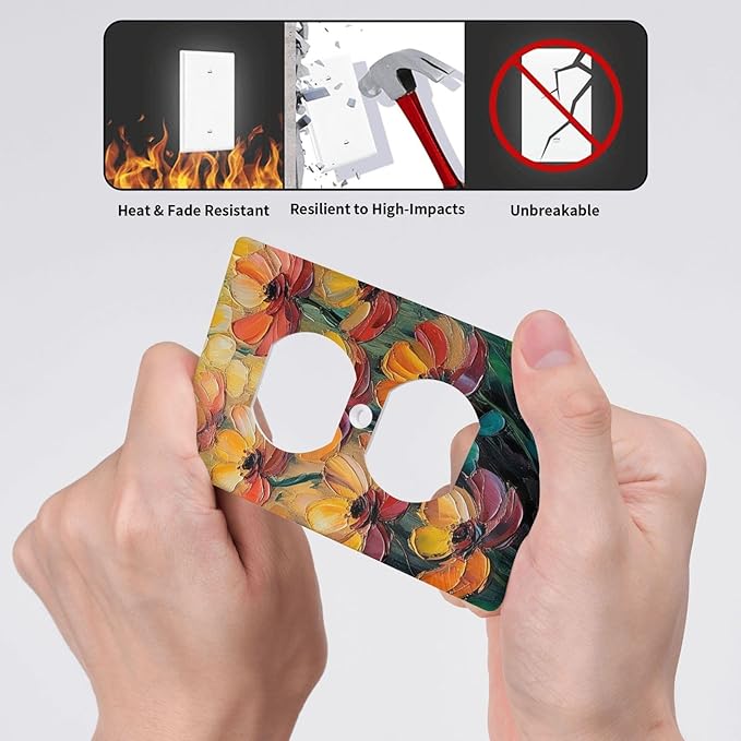 Decorative Art Light Switch Covers Color Flower Blaze 1 Gang Single Duplex Outlet Wall Plate Switchplate Electrical Faceplate for Home Decor