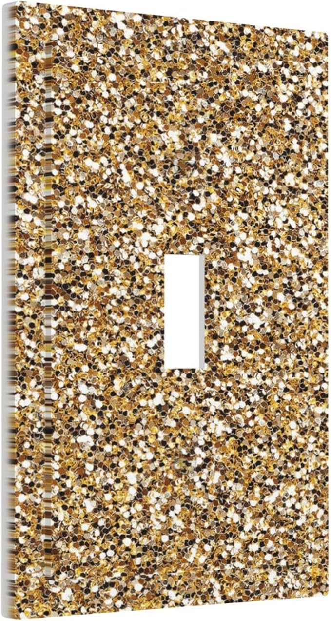 Decorative Light Switch Cover Plate Gold Glitter Sequins 1 Gang Single Toggle Wall Plate Electrical Outlet Covers Decorate Switch Plate Cover for Bedroom Cabin Decor
