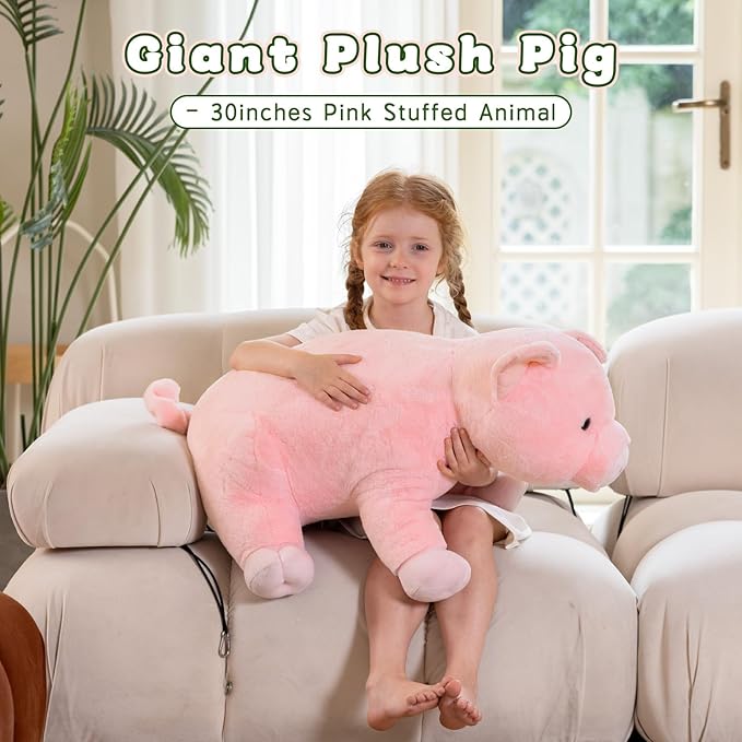BENINY Giant Pig Stuffed Animal 30" - Large Stuffed Pink Pig Plush, Ultra Soft Big Farm Plush Toy, Cute Hugging Pillow for Kids & Adults