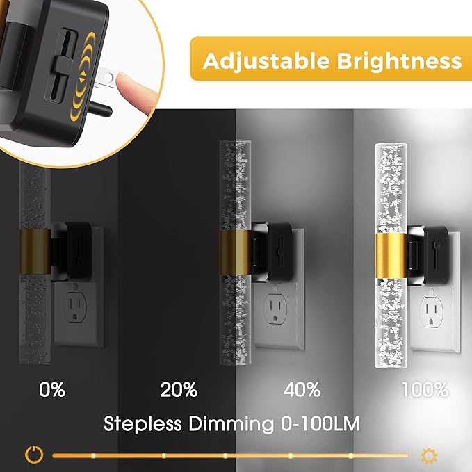 L LOHAS LED Bright Night Light, Night Lights Plug into Wall, 180° Rotating, Daylight White 5000K, Auto Light Sensor, Dimmable Nightlights for Bedroom Bathroom Hallway, 1 Pack