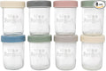 WeeSprout Glass Baby Food Storage Jars w/Lids (8 oz, 8 Pack Set) Snack, Puree, Reusable Small Containers, Breast Milk, Fridge or Freezer, Microwave & Dishwasher Safe, Essential Must Have for Infants