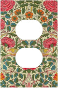 William Morris Roses Floral 1 Gang Electrical Duplex Outlet Covers VintageTulip Flower Plant Bird Light Switch Cover Receptacle Wall Plate Decorative for Country Bedroom Home Decor