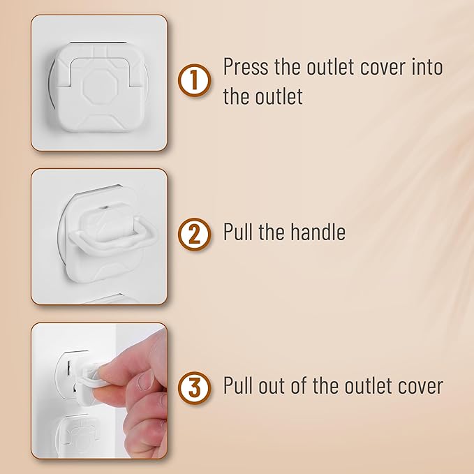 Bates- Electrical Outlet Covers Baby Proofing, 40 Pack, White, 3 Prongs & Hidden U Ring Design, Outlet Plug Covers Baby Proofing