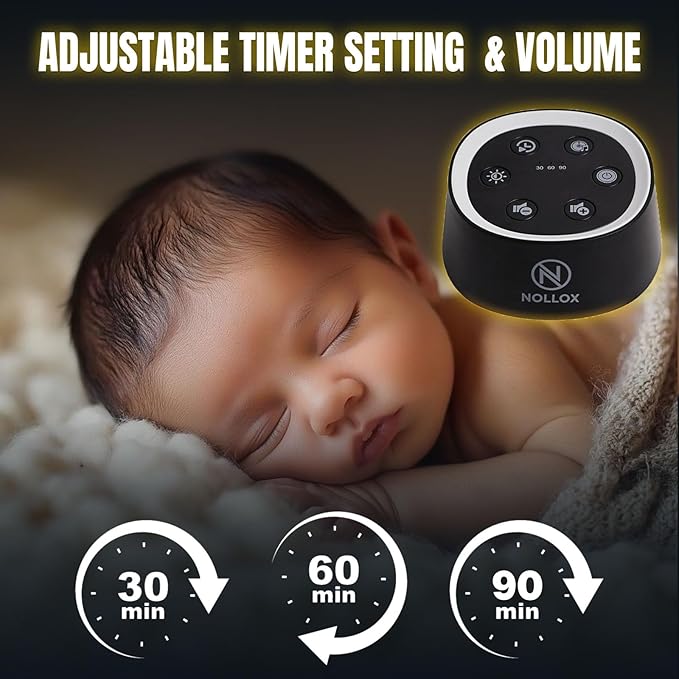White Noise Machine for Baby Kids & Adults 24 Soothing Sounds Cry Sensor Night Light Rechargeable via Type-C Timer & Memory Portable Sleep Sound Device