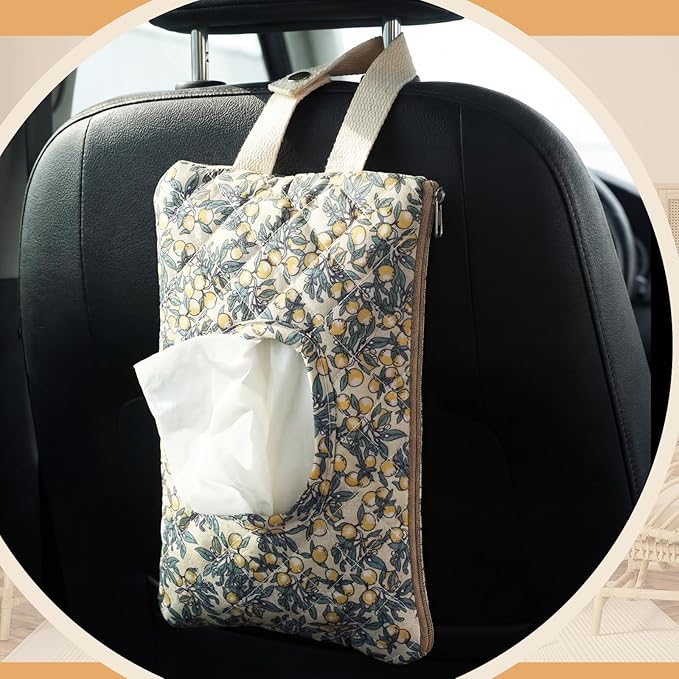 2 Pcs Quilted Diaper and Wipes Pouch Portable Hanging Floral Wet Wipe Bag Diaper Bag Reusable Wipes Pouch for for Stroller Car Travel Infant Diapering Organizer (Mixed Floral)
