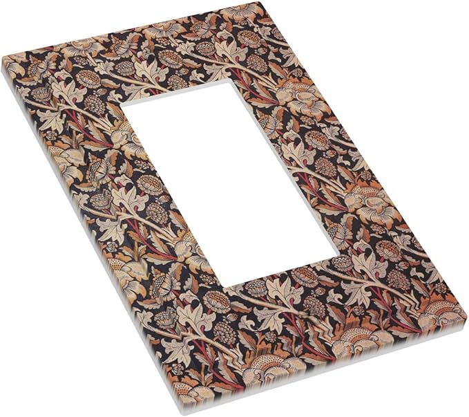 Decorative Outlet Covers Vintage William Morris Floral Plants 1 Gang Single Rocker Light Switch Cover Plate Wall Plates GFCI Faceplate for Bedroom living Room Decor