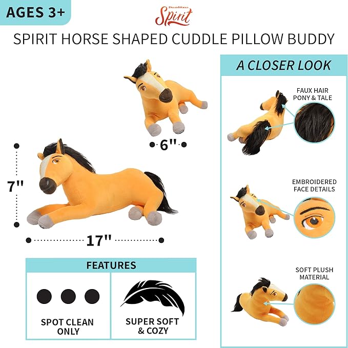 Franco Kids Bedding Super Soft Plush Cuddle Pillow Buddy, One Size, Spirit Riding Free Horse