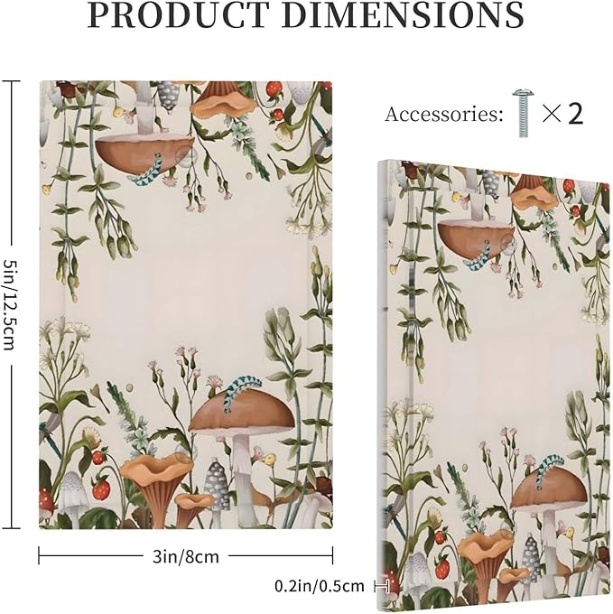 Boho Mushroom Forest Plants Wildflowers Insects Light Switch Cover Plate 1 Gang No Device Blank Electrical Wall Plates Faceplate Decorative Switch Plate for Kids Room Home Decor