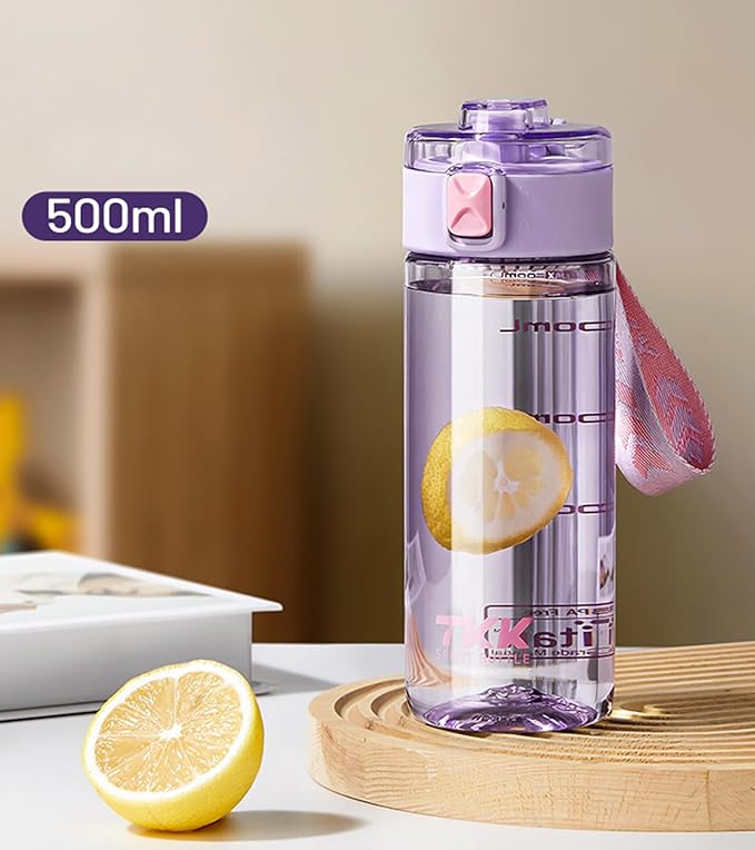 TKK Sports Water Bottle, 17oz Tritan Kid Jug with Leak Proof Lid & Handle Strap & Built-In Infuser - BPA-Free, Easy-Clean Design for Gym, Office & Outdoor Travel, Purple