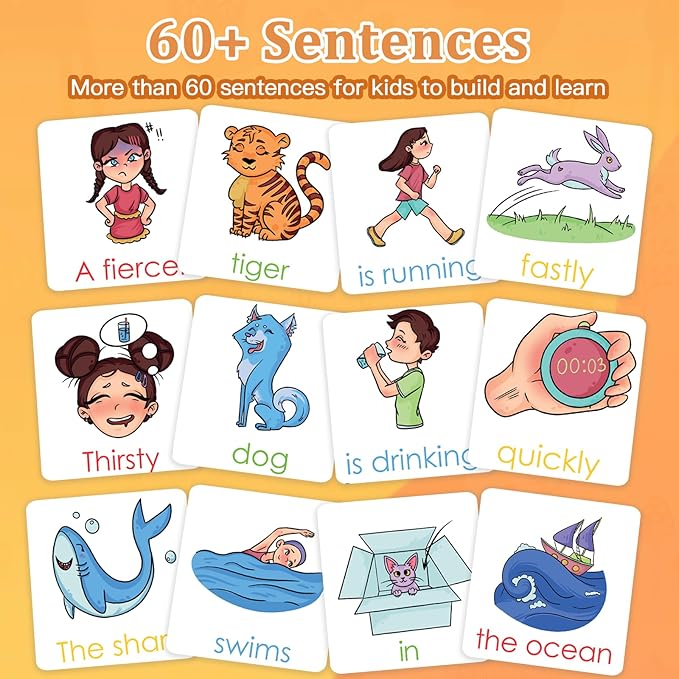 Alened Sentence Building for Kids, Speech Therapy Toys for Toddlers 3-4, Learn to Read Phonics Games, Special Education Homeschool Classroom Supplies
