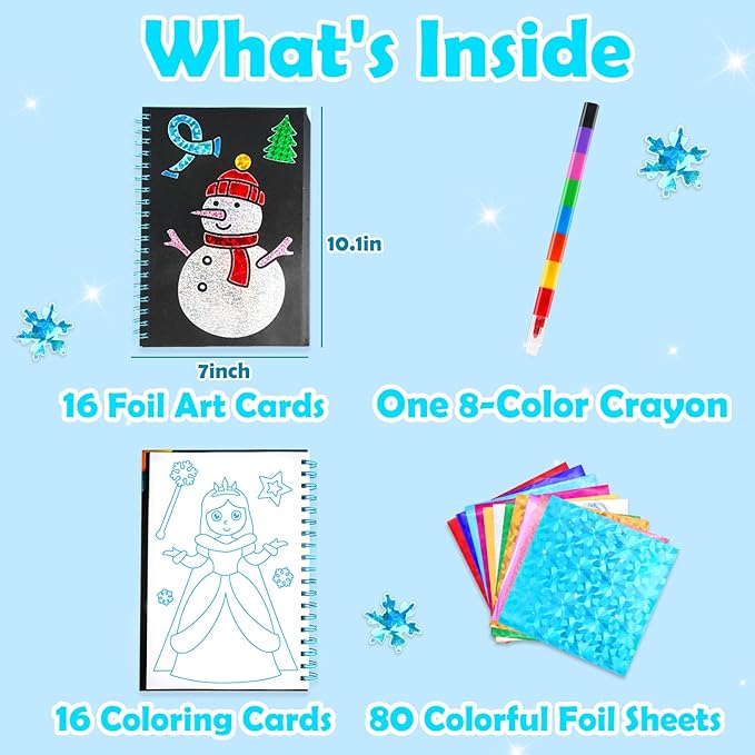FUNNYB&G Foil Art Crafts for Kids Ages 4-8: Mother's Day 2026, Birthday Gift for Girls, Art and Crafts Supplies, Party Favors, Creative Toys for Girls 4 5 6 7 8 9 Years Old(Winter)
