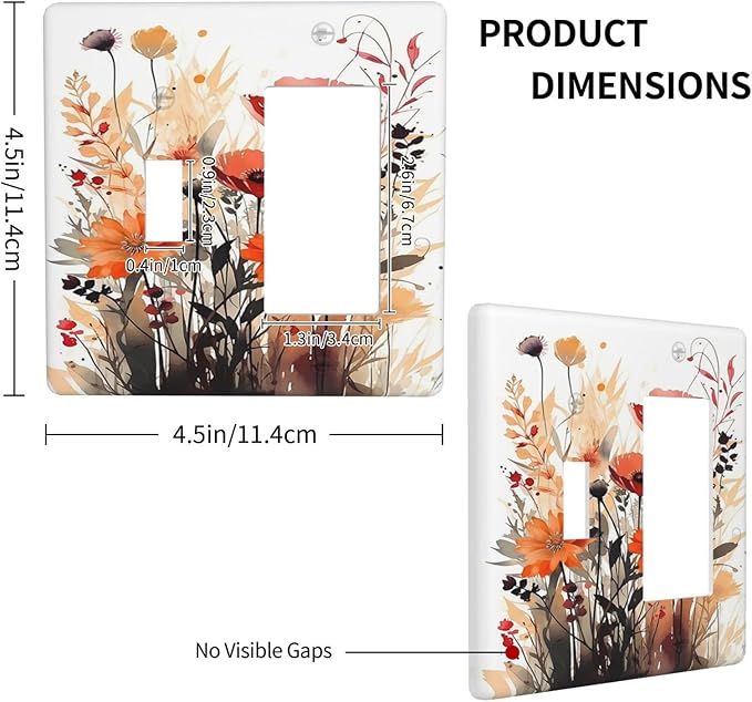 Outlet Covers Country Watercolor Flowers Art Wildflower 1 Toggle 1 Rocker Combination Decorative Wall Plate Light Switch Cover Plate Electrical Switch Plates for Bedroom Cabin Decor