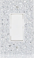 Silver Shining Light Switch or Outlet Covers - Sparkling Mirror Finish for Girls Room,Wall Decor - 1-Gang Rocker 5.10''x3.15''