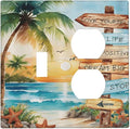 Tropical Beach Palm Tree Summer Coastal Ocean Sunset Wallplates 1 Toggle 1 Duplex Switch Plate Electrical GFCI Faceplate Decorative Light Switch Covers for Bedroom Living Room Decor