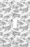 Vintage Biplane 1-Gang Toggle Light Switch Plate, Aviation Blueprint Grid Retro Pilot Dream Decorative Wall Plate for Boys Room