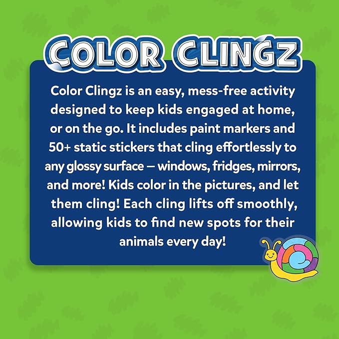 Skillmatics Cling Art – Color Clingz Animals, 50+ Reusable Static Stickers, Mess-Free Fun for Kids, DIY Craft Kits & Supplies, Travel Toys, Creative Gifts for Boys and Girls Ages 3, 4, 5, 6, 7