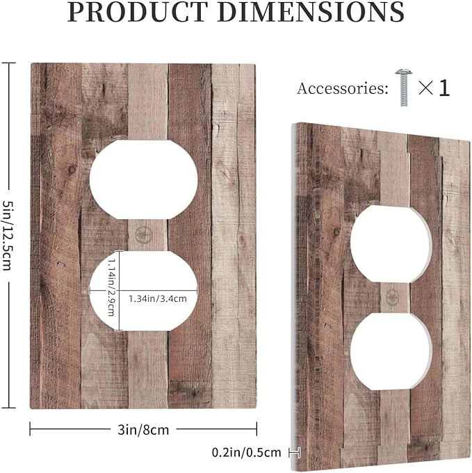 Outlet Covers Retro Wood Brown Farmhouse Barn Wooden 1 Gang Duplex Light Switch Cover Decorative Switch Plates Electrical Receptacle Faceplate Wall Plate for Farmhouse Cabin Decor