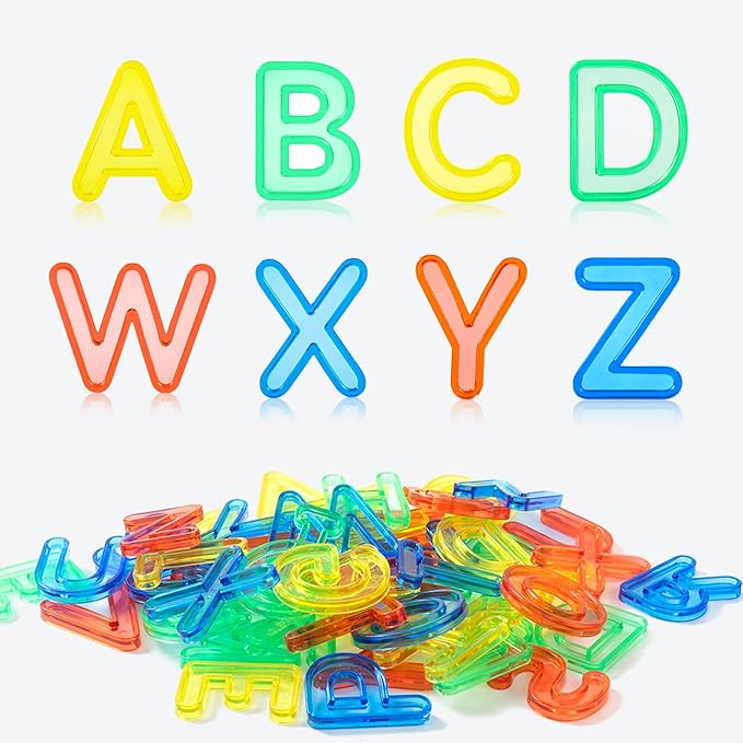 52 Pcs Plastic Capital Letters – 2 Sets of Capital Letters - Perfect Light Table Manipulatives for Early Learning and Play