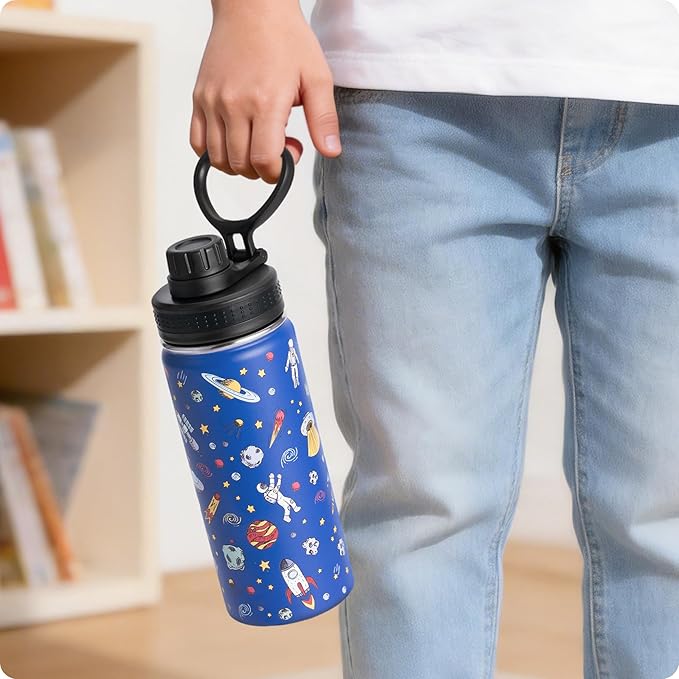16 oz Insulated Water Bottle for School-Stainless Steel Double Wall Vacuum Water Bottle, Gift for Boys-Astronaut