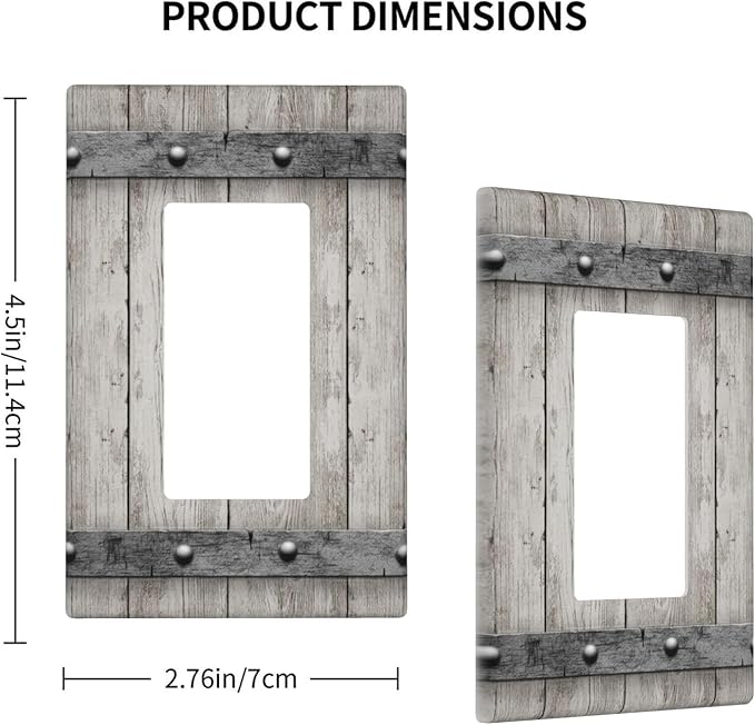 Rustic Cabin Wooden Texture 1-Gang Rocker Wall Plate, Gray Vintage Wood Switch Plate for Home, Cabin, Lodge & Farmhouse