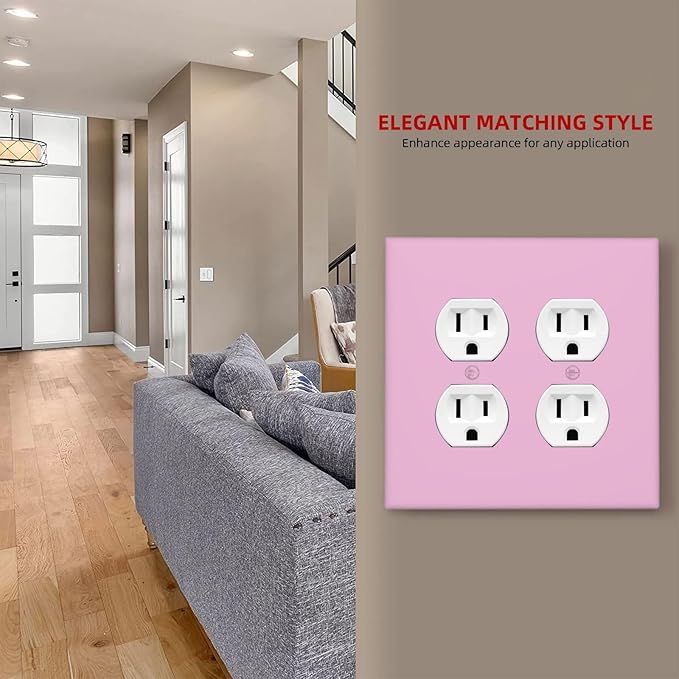 Lavender Purple 2 Gang Double Duplex Receptacle Combination Outlet Light Switch Cover Wall Plate Elegant Trendy Funky Modern Electrical Dual Device Switch Face Wall Plate
