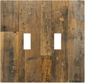 Brown Wood Vintage Rustic Old Board Decorative Switch Plates 2 Gang Double Toggle Outlet Light Switch Cover Wall Plate Electrical Faceplate for Farmhouse Home Decor