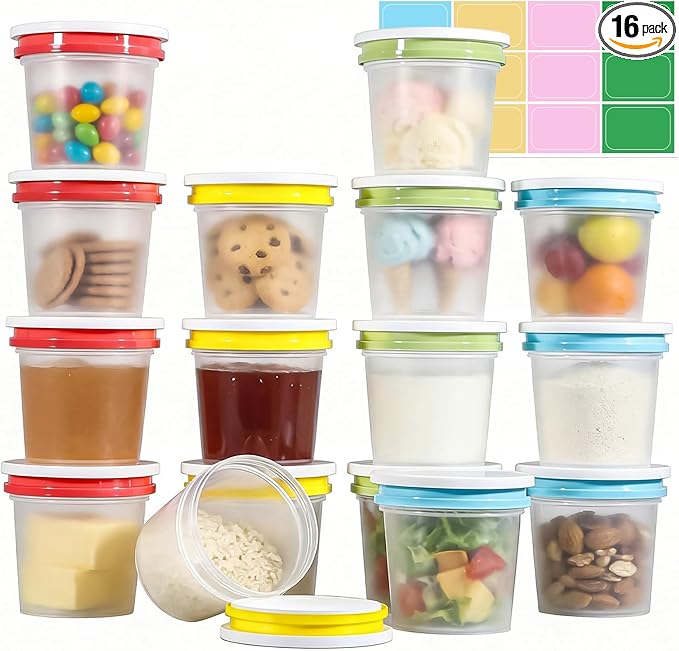 ASEVAT 16 Pack 8.67 oz Food Storage Containers with Twist Lids – Leakproof BPA-Free Soup Containers, Microwave/Dishwasher Safe Freezer Containers for Meal Prep, Leftovers & Takeout