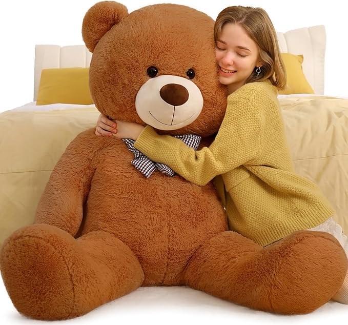 Toys Studio 47 Inch Big Teddy Bear Giant Teddy Bear Stuffed Animal 4ft Dark Brown Plush Toy for Baby Shower Party Decorations Kids Christmas Valentine's Day Gifts