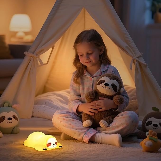 CoolGift Mart Sloth Gifts, Cute Animal Silicone Night Light with USB Rechargeable, Touch Control & Timer, Suitable for Breastfeeding Reading Working Sleep for Baby Kids Teens Adults