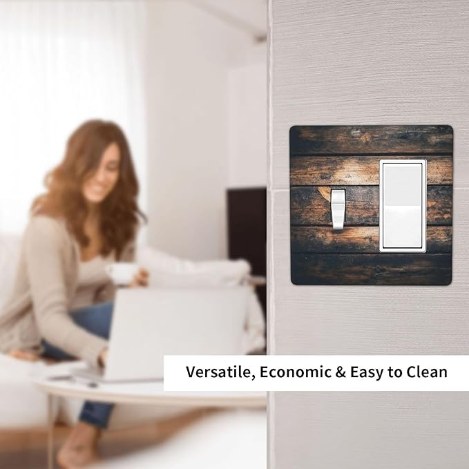 Outlet Covers Brown Vintage Wooden Board Rustic Wood 1 Toggle 1 Rocker Combination Decorative Wall Plate Electrical Switch Plates Light Switch Cover Plate For Farmhouse Cabin Decor