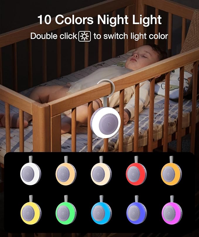 Portable Sound Machine,LEICEX White Noise Machine,33 Soothing Sound 10 Colors Night Light Sleep Machine for Baby Kids,Timer and Memory, Travel Sound Machine for Sleep Office Privacy Travel(Purple)